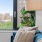 Living room with couch near window with great views