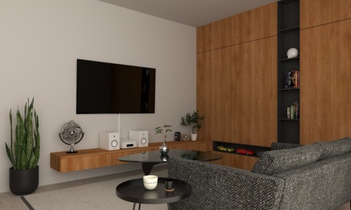 modern apartment living room with smart technology - smart home apartments
